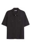 Givenchy Utility Zip Front Wool Shirt In Black