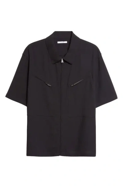 Givenchy Utility Zip Front Wool Shirt In Black