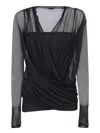 Givenchy Black V-neck Mesh Top In Black