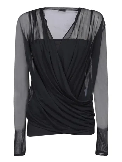 Givenchy Black V-neck Mesh Top
