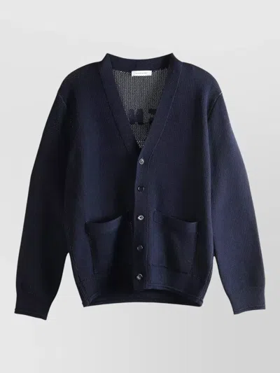 Givenchy V-neck Cardigan With Long Sleeves And Pockets In Blue