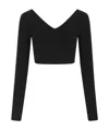 Givenchy Long Sleeves Cropped V Neck Top In Black