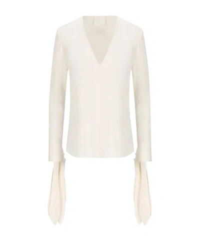GIVENCHY GIVENCHY V-NECK RUFFLED BLOUSE