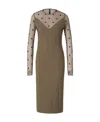 Givenchy 4g Mixed Media Long Sleeve Midi Dress In Brown