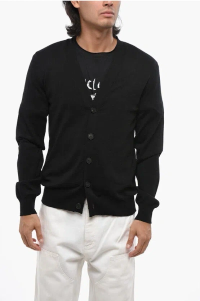 Givenchy V-neck Wool Cardigan In Black