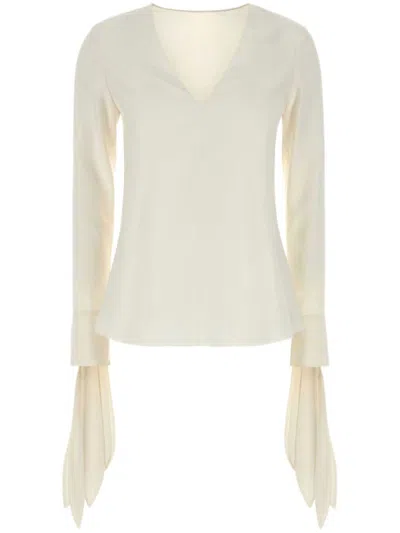 Givenchy Silk V-necked Blouse In White