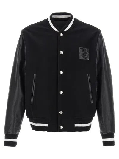Givenchy Black 4g Varsity Bomber Jacket In 001-black