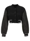Givenchy Cropped Embroidered Wool-blend Fleece And Leather Bomber Jacket