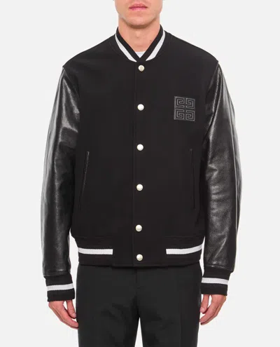 Givenchy Men Black Jacket With 4g Motif On Front In Wool And Tech Fabric Blend Man