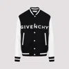 Givenchy Logo-embroidered Button-up Varsity Jacket In Black White