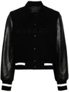 Givenchy Wool Blend Parka With Leather Sleeves And Iconic Branding In Black