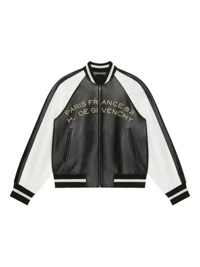 Givenchy Varsity Jacket In Nappa Leather With Chandelier And Snake Embroideries In White