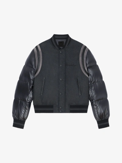 Givenchy Varsity Jacket In Wool With Puffer Sleeves And Back In Black/grey