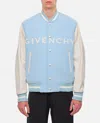 Givenchy Men's Plage Varsity Jacket In Wool And Leather In Sky Blue