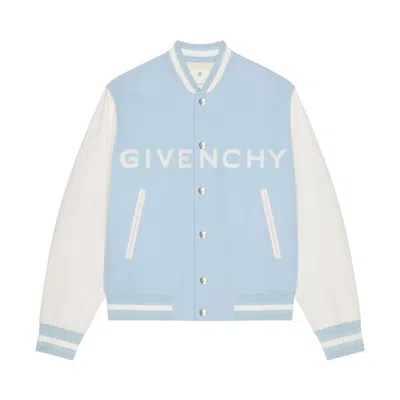 Pre-owned Givenchy Varsity Jacket 'white/sky Blue' | Men's Size 50