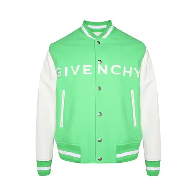 Pre-owned Givenchy Varsity Leather Jacket 'bright Green' | Men's Size 54