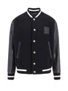 Givenchy Varsity Wool Blend Bomber With Leather Sleeves In Black