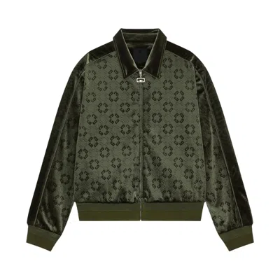 Pre-owned Givenchy Velvet Blouson With Piping Detail 'green' | Men's Size L