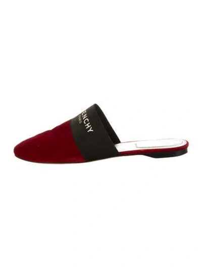 Pre-owned Givenchy Velvet Colorblock Pattern Mules In Red