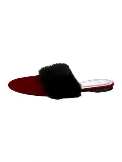 Pre-owned Givenchy Velvet Fur Trim Mules