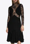 Givenchy Bracelet-sleeve Lace Inset Midi Dress