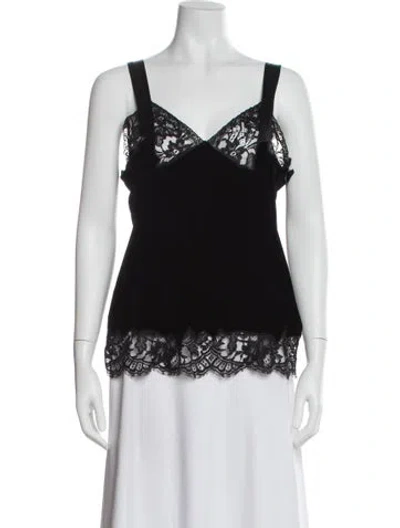 Pre-owned Givenchy Velvet Lace Pattern Top In Black