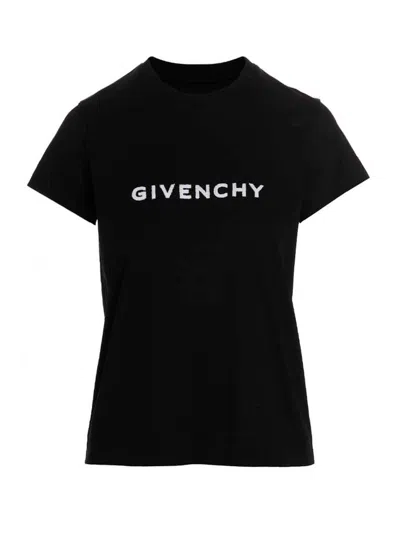 Givenchy Women Velvet Logo T-shirt In White/black