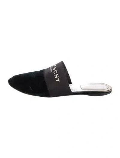 Pre-owned Givenchy Velvet Mules In Black/silver