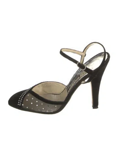 Pre-owned Givenchy Velvet Slingback Pumps In Black