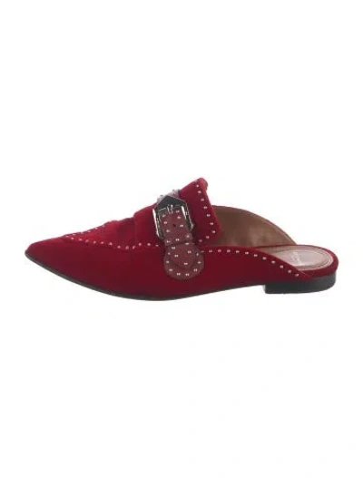 Pre-owned Givenchy Velvet Studded Accents Mules In Red