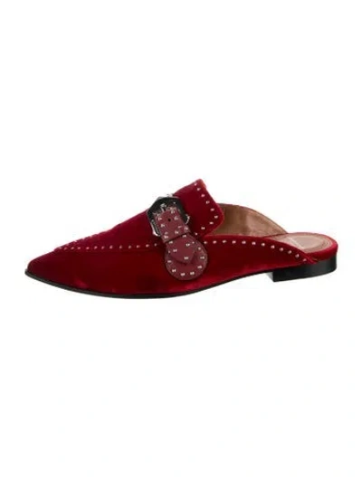 Pre-owned Givenchy Velvet Studded Accents Mules In Red