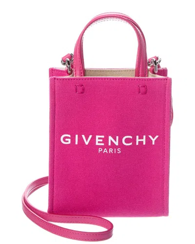 Givenchy Vertical Mini Canvas & Leather Tote In Pink