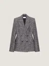 Givenchy Veste Double Boutonnage À Chevrons En Laine Et Soie In Gray