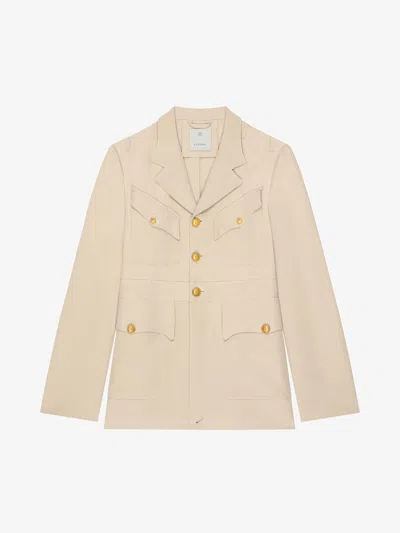 Givenchy Veste Militaire En Soie Et Coton In Beige