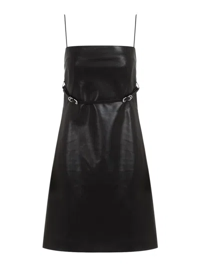 Givenchy Leather Sleeveless Belted Mini Dress In Black