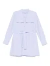 Givenchy Military Long Sleeve Cotton Oxford Mini Shirtdress In Blue