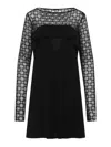 Givenchy Black Draped Jersey And Monogram Tulle Mini Dress In Black