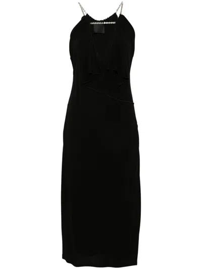 Givenchy Vestido Negro Largo Detalle Cadenas In Black