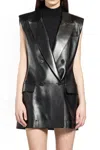 Givenchy Double-breasted Sleeveless Jacket In Leather In Black