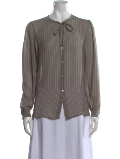 Pre-owned Givenchy Vintage 1970's Button-up Top In Grey/white