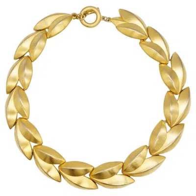 Pre-owned Givenchy Vintage 1970s Watch Link Leaf Interlocked Satin Collar Chunky Necklace In Multi