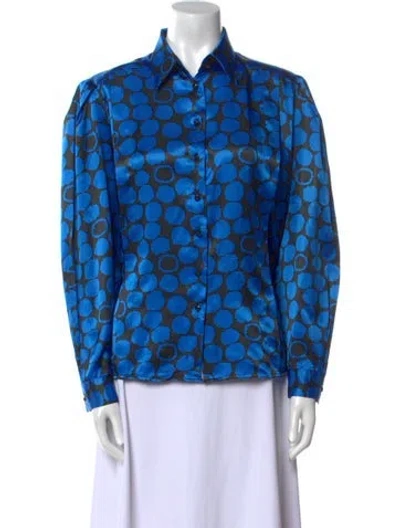 Pre-owned Givenchy Vintage 1980's Button-up Top In Blue