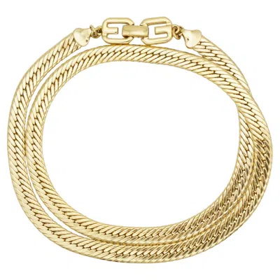 Pre-owned Givenchy Vintage 1980 Long Logo Interlocked Chain Link Flat Snake Curb Necklace In Multi