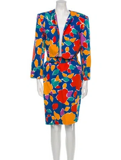 Pre-owned Givenchy Vintage 1980's Skirt Suit In Blue