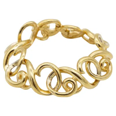 Pre-owned Givenchy Vintage 1980s Large Hoop Interlocked Double G Link Chunky Gold Bracelet In Multi