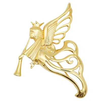 Pre-owned Givenchy Vintage 1980s Openwork Large Heaven Angel Flying Wing Trumpet Brooch In Multi