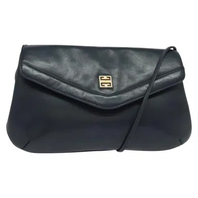 Pre-owned Givenchy Vintage 4g Shoulder Bag Leather Navy Leather Shoulder Bag Bag () In Blue