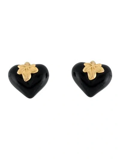 Pre-owned Givenchy Vintage Acrylic Heart Clip-on Earrings In Multi