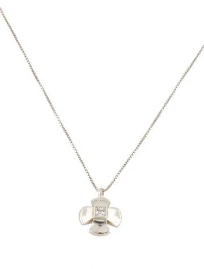 Pre-owned Givenchy Vintage Bijoux Crystal Pendant Necklace, 16" In Clear