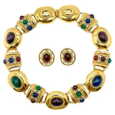Pre-owned Givenchy Vintage Bijoux  Byzantine Grand Collar & Earrings 1980s In Multi